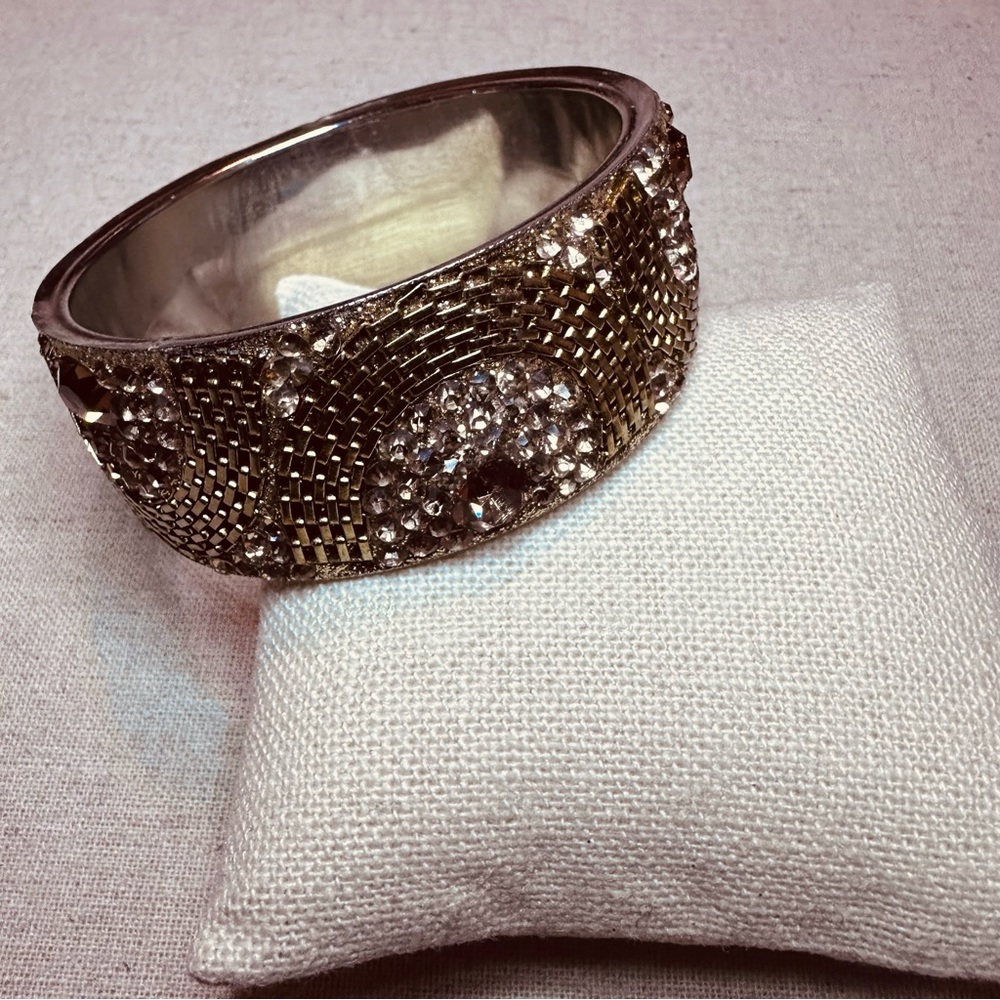 Chamak By Priya | Bracelet | Wide Crystal Bracelet in Gold - Picture 4 of 16
